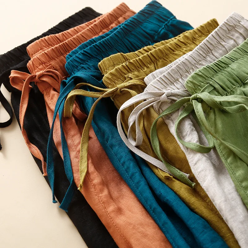 Summer Cotton Linen Wide Leg Shorts for Women Vintage Loose Sexy Short Woman Clothing Harajuku Bottom Casual Ladies Trousers - Image 6