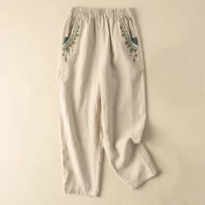 Fashion Cotton Linen Pants Women Bottom Summer Loose Solid Casual Cropped Pants Woman Clothing Thin Beach Trousers Ladies Capris